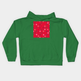 Red background colored paw print Kids Hoodie